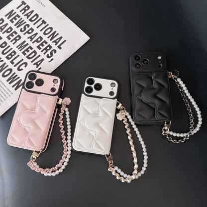 The Oblique Cross Card Holder Lanyard IPhone Case Exudes a High-End Feel, Featuring a Delicate Small Hole Design and Comprehensive Drop Protection.