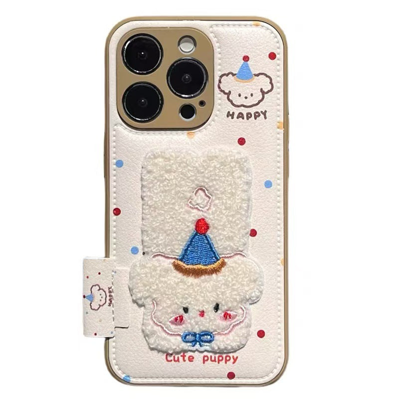 Cute embroidered puppy iphone case