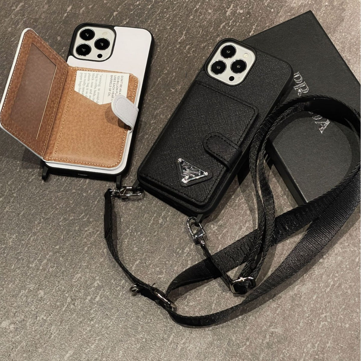Cross Pattern Diagonal Span Flip Card Luxury IPhone Case