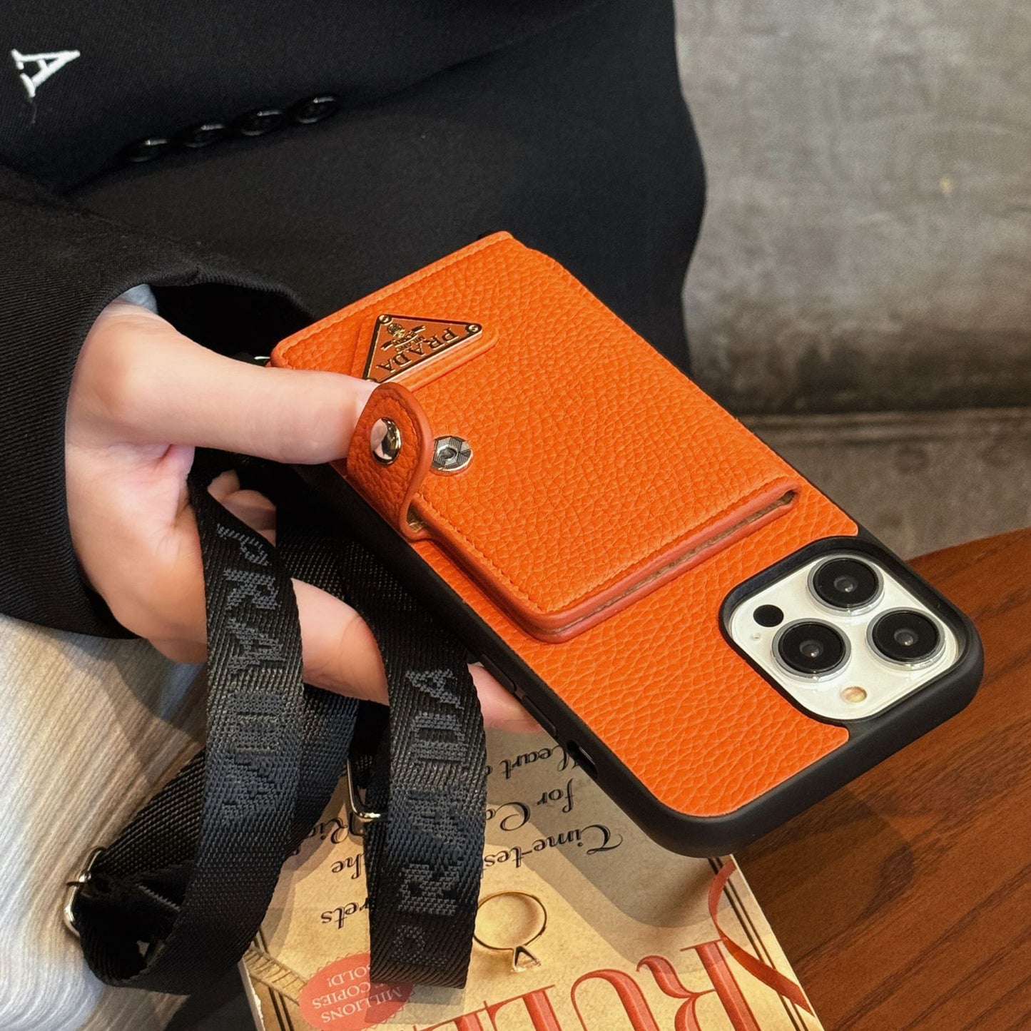 Cross Pattern Diagonal Span Flip Card Luxury IPhone Case