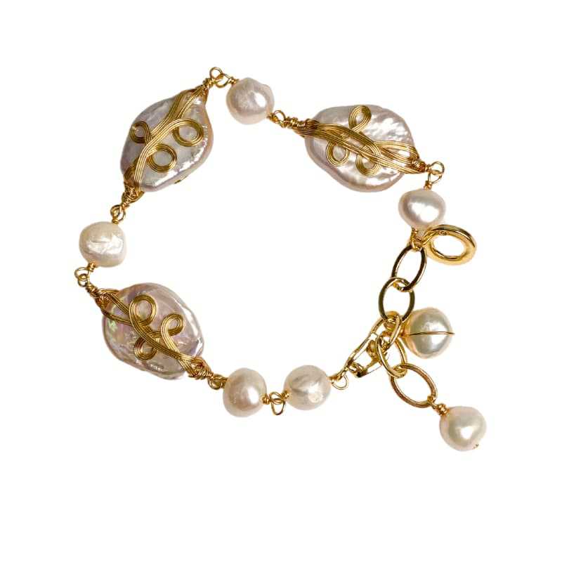 Hand-Wound Baroque Bracelet With Freshwater Pearls