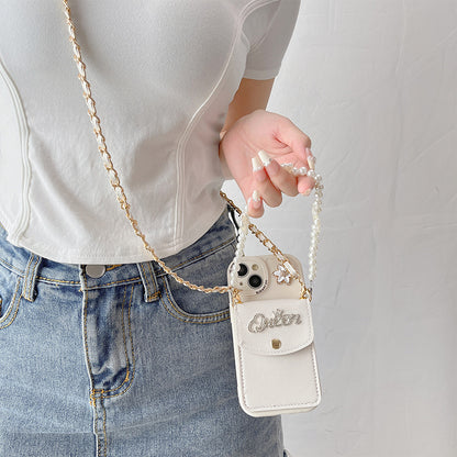 Bow Pearl Bracelet Wallet Card Case Mobile IPhone Case