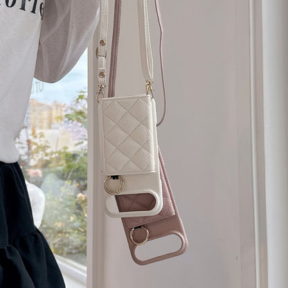 Lychee Grain Card Slot Ring Buckle Crossbody Phone bag For IPhone