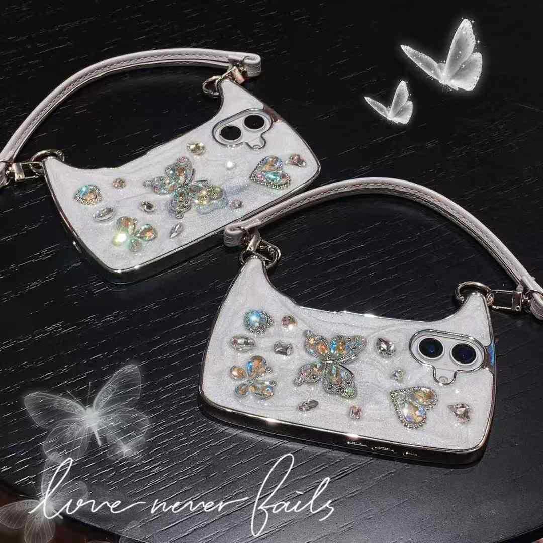 Handbag Bag Gem Diamond Love Butterfly High-end IPhone Case