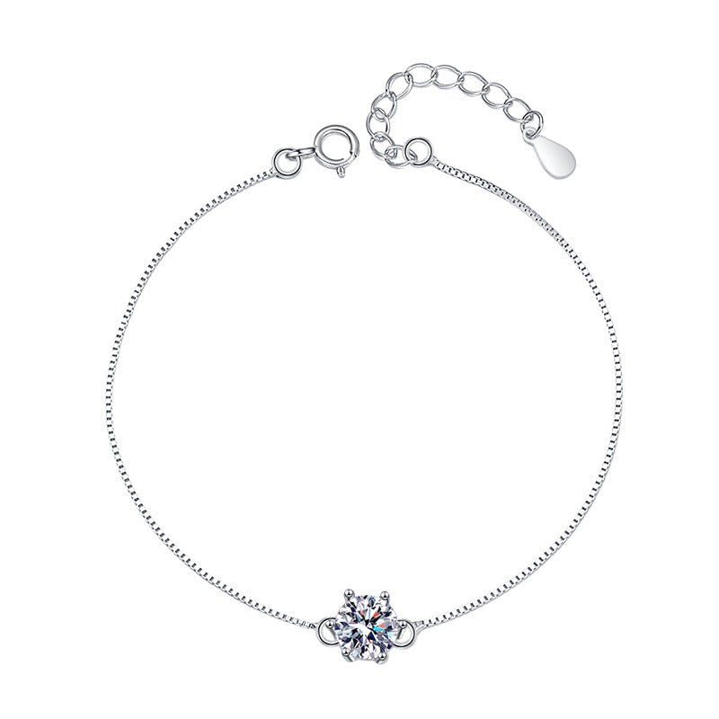 Six-claw moissanite bracelet