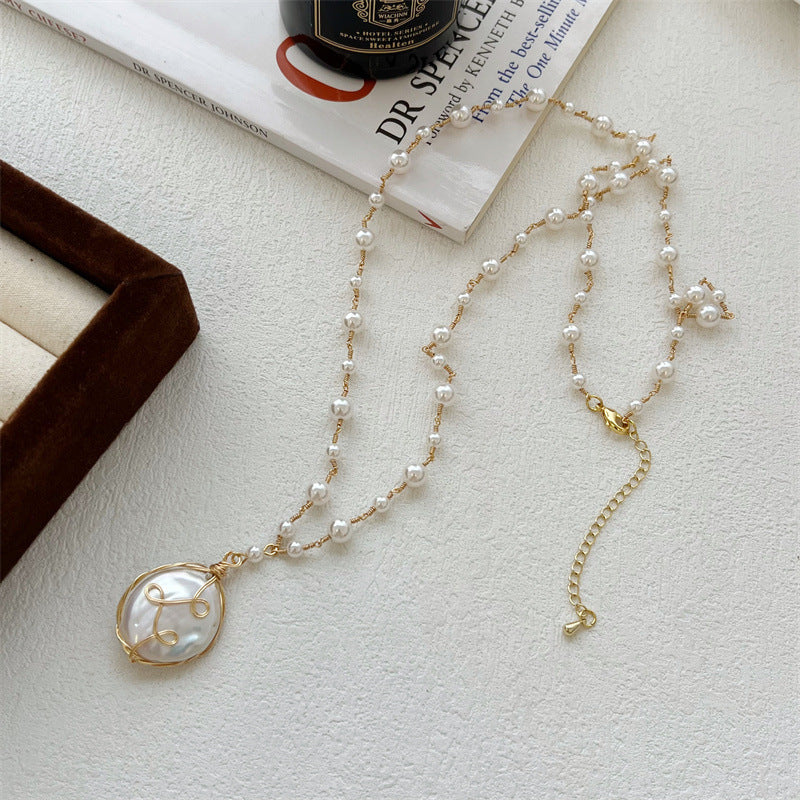 Baroque Pearl Necklace Women's Hand-Woven Long Sweater Chain Light Luxury Long