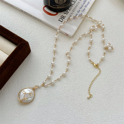 Baroque Pearl Necklace Women's Hand-Woven Long Sweater Chain Light Luxury Long