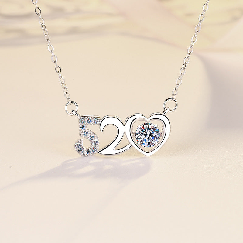 520 collarbone chain I love you premium moissanite necklace