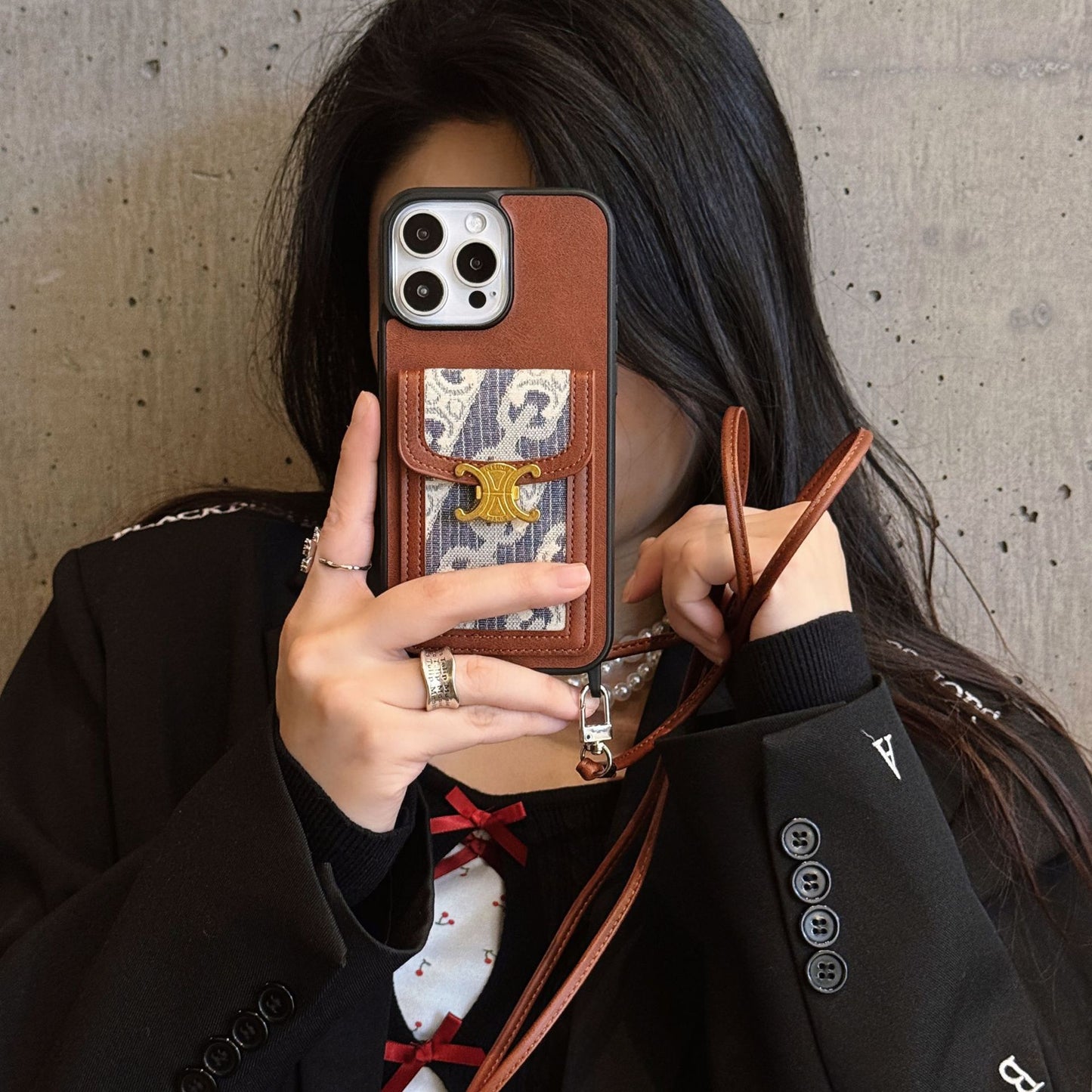 Presbyopic Vintage Cross-Body Card Holder IPhone Case