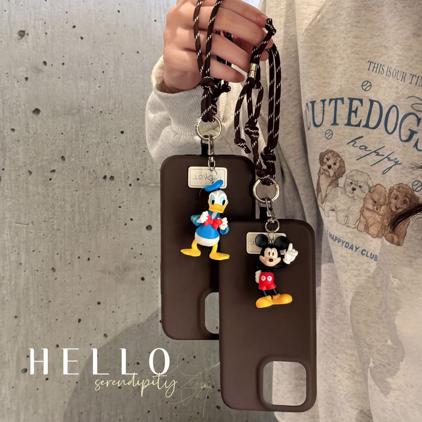 Mickey and Donald Duck Cute Portable Rope IPhone Case