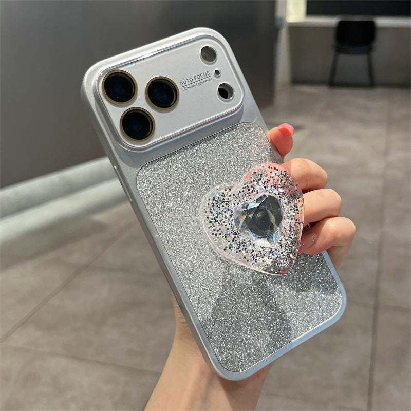 IPhone Case With Creative Sparkling Pink Heart Stand