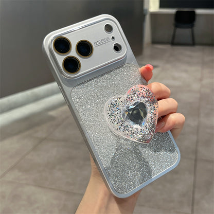 IPhone Case With Creative Sparkling Pink Heart Stand