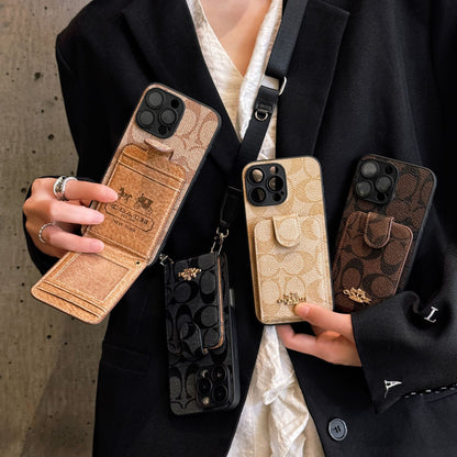 Oblique SpanLuxury All-Inclusive Leather Card Apple Iphone Case