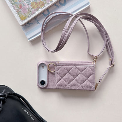 Lychee Grain Card Slot Ring Buckle Crossbody Phone bag For IPhone