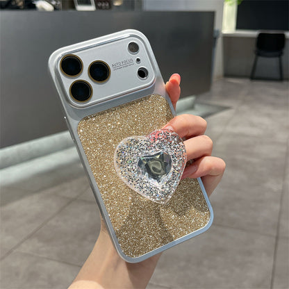 IPhone Case With Creative Sparkling Pink Heart Stand