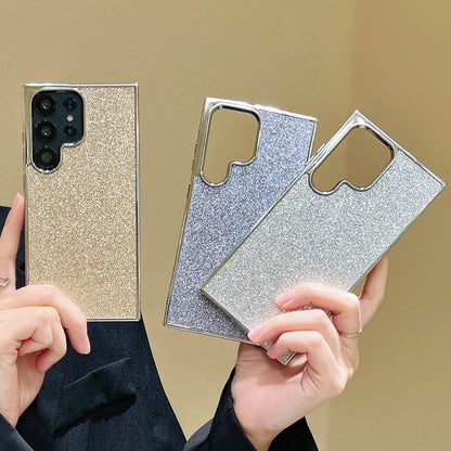 Light luxury premium sense Samsung mobile phone case solid color glitter electroplating soft