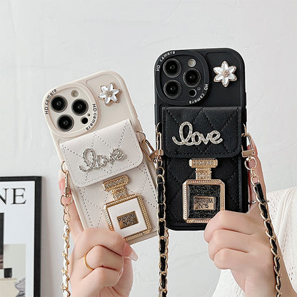 Perfume Bottle Mirror Crossbody Wallet Card Bag