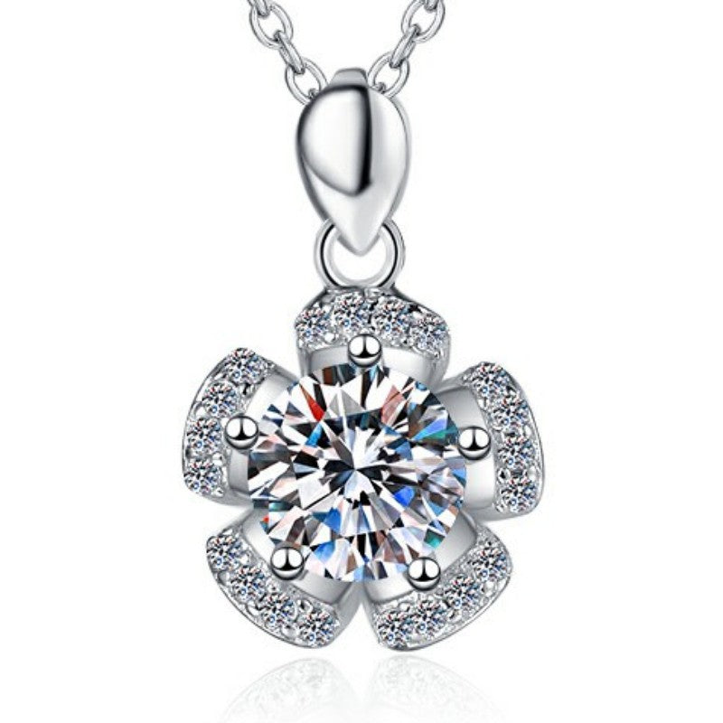 Floral Plum Blossom Pendant Female 1 Carat Moissanite Necklace