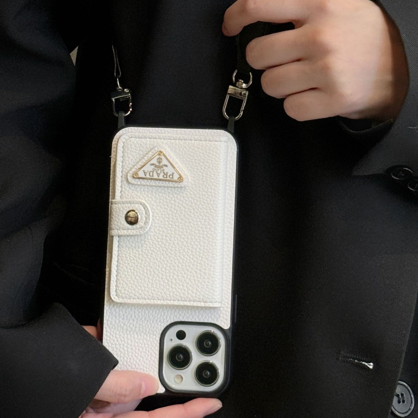 Cross Pattern Diagonal Span Flip Card Luxury IPhone Case