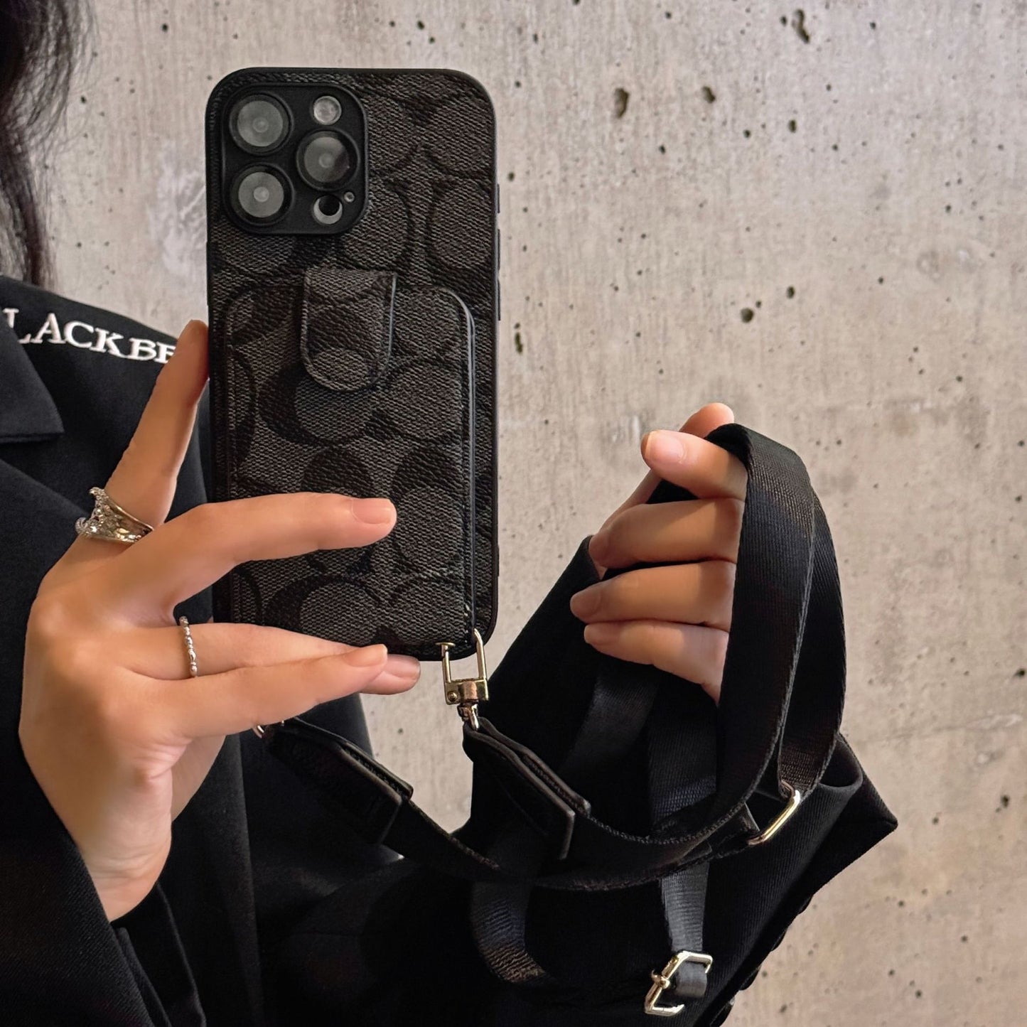 Oblique SpanLuxury All-Inclusive Leather Card Apple Iphone Case