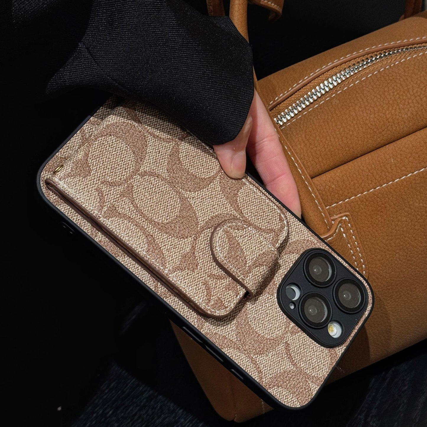 Oblique SpanLuxury All-Inclusive Leather Card Apple Iphone Case