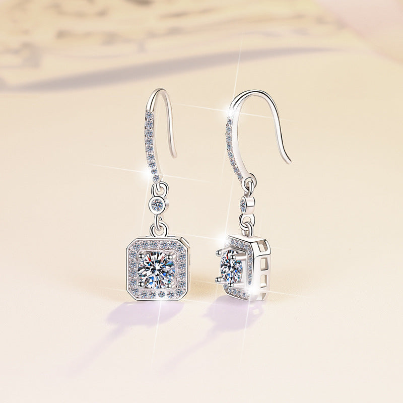 Fashion ear hook fringed earrings temperament light luxury moissanite earrings