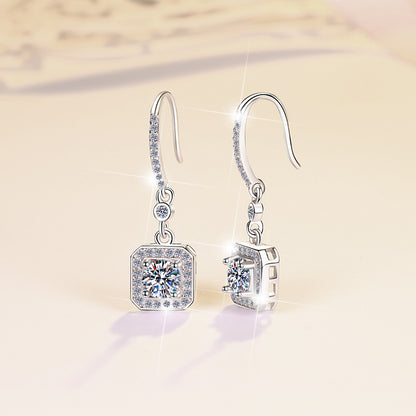 Fashion ear hook fringed earrings temperament light luxury moissanite earrings