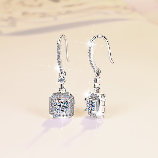 Fashion ear hook fringed earrings temperament light luxury moissanite earrings