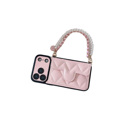The Oblique Cross Card Holder Lanyard IPhone Case Exudes a High-End Feel, Featuring a Delicate Small Hole Design and Comprehensive Drop Protection.