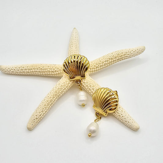 Shell Pearl Drop Earrings