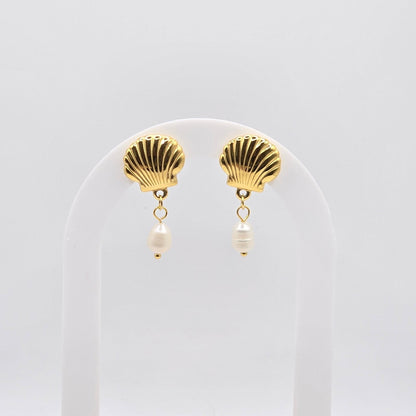 Shell Pearl Drop Earrings