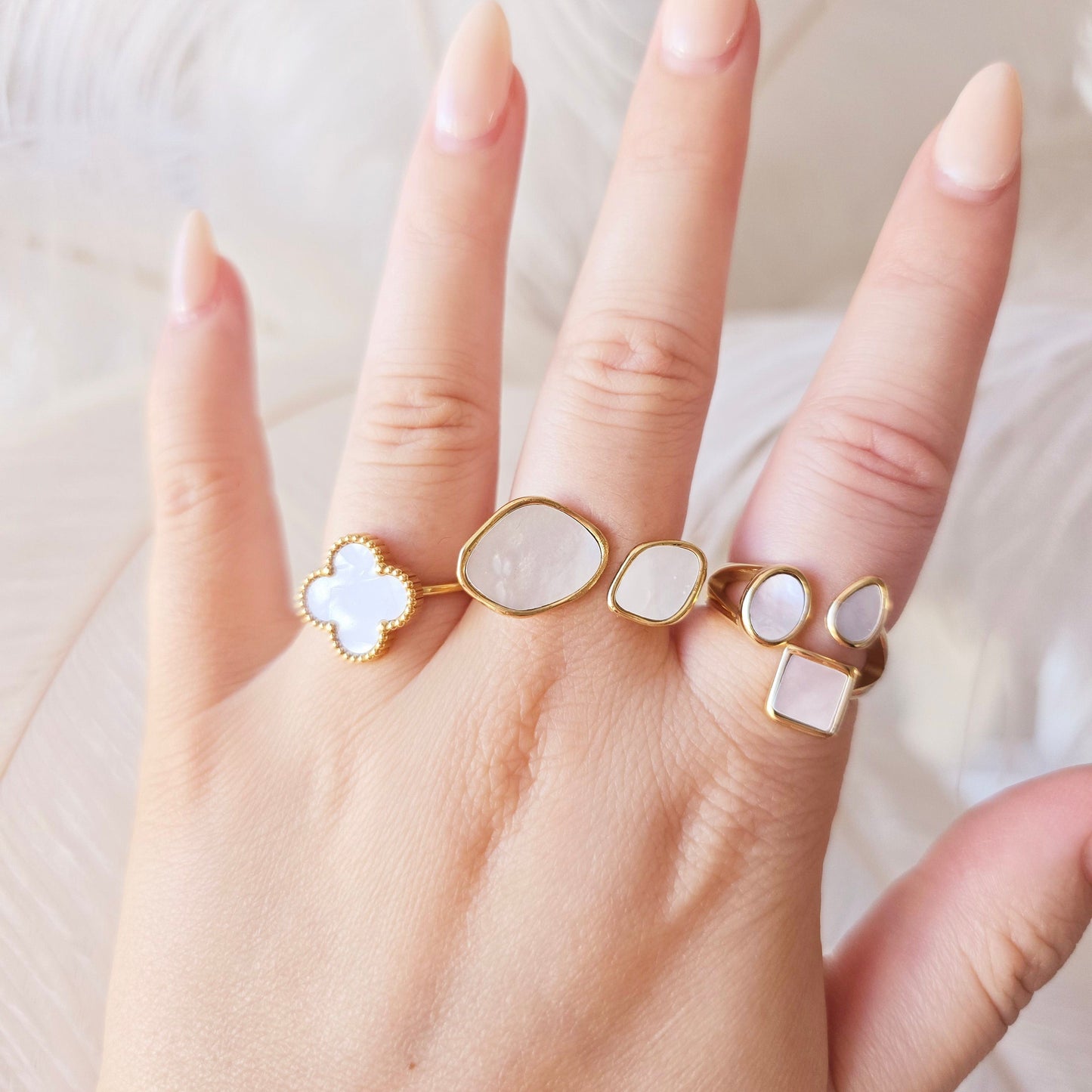 Felicity White Clover Ring