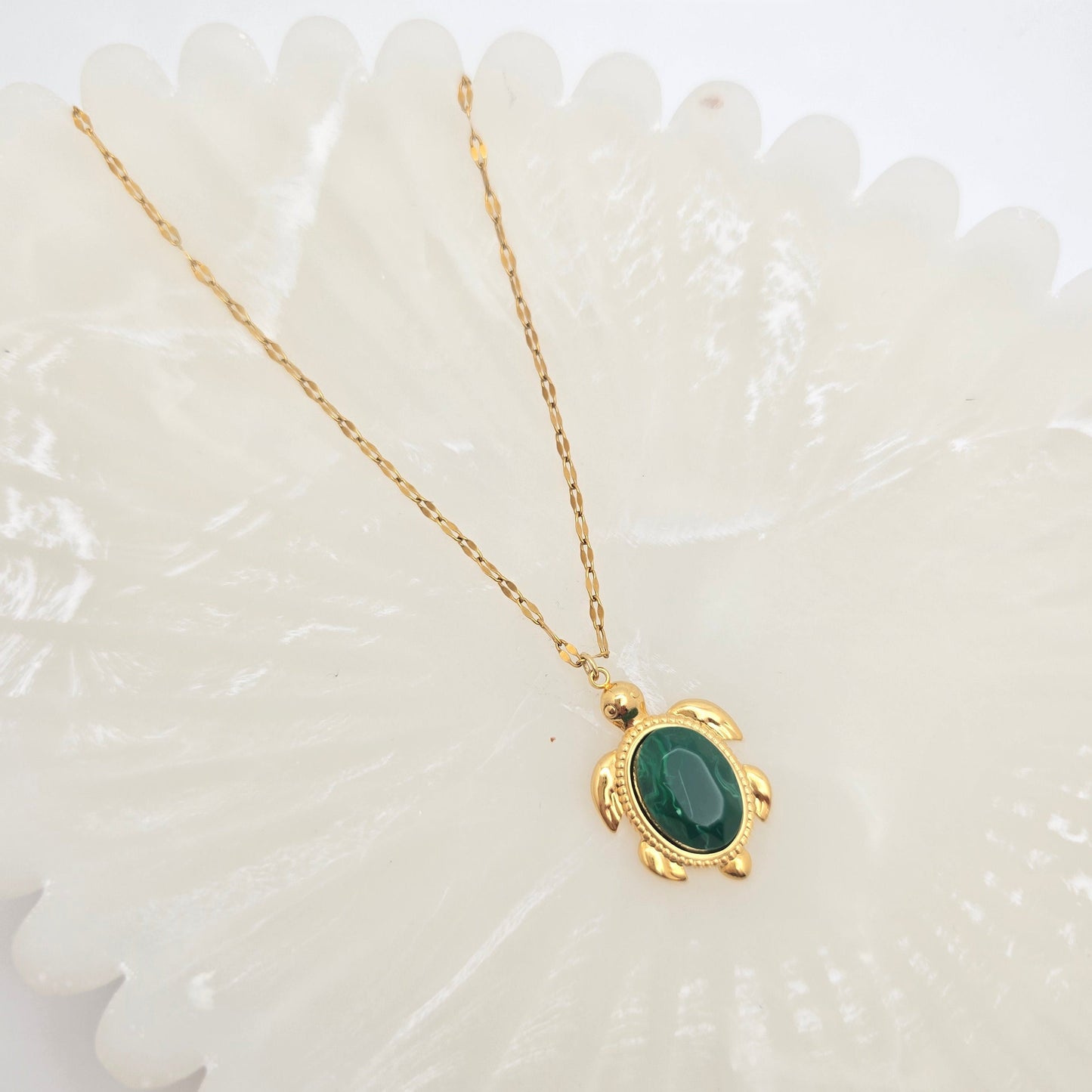 Turtle of Time Necklace Emerald