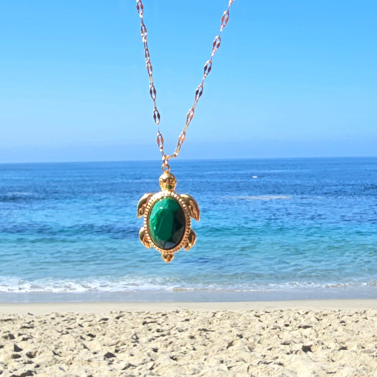 Turtle of Time Necklace Emerald