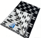 Black and white double-sided double-ring textured knitted shawl